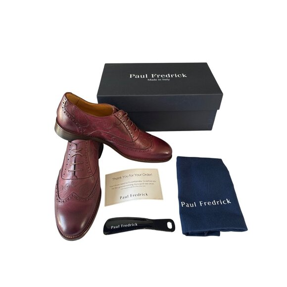 Paul Fredrick Mens US 10.5 M Burgundy Oxford Dress Shoes Leather Brogue Lace Up main image 9